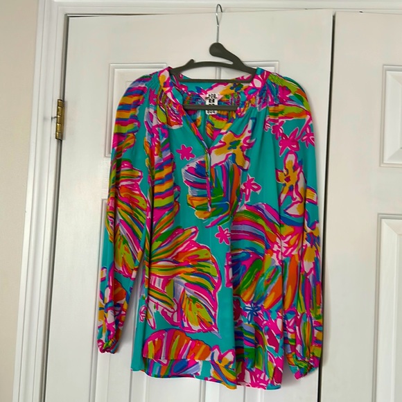 Lilly Pulitzer Elsa silk top - multi color floral - Picture 2 of 3